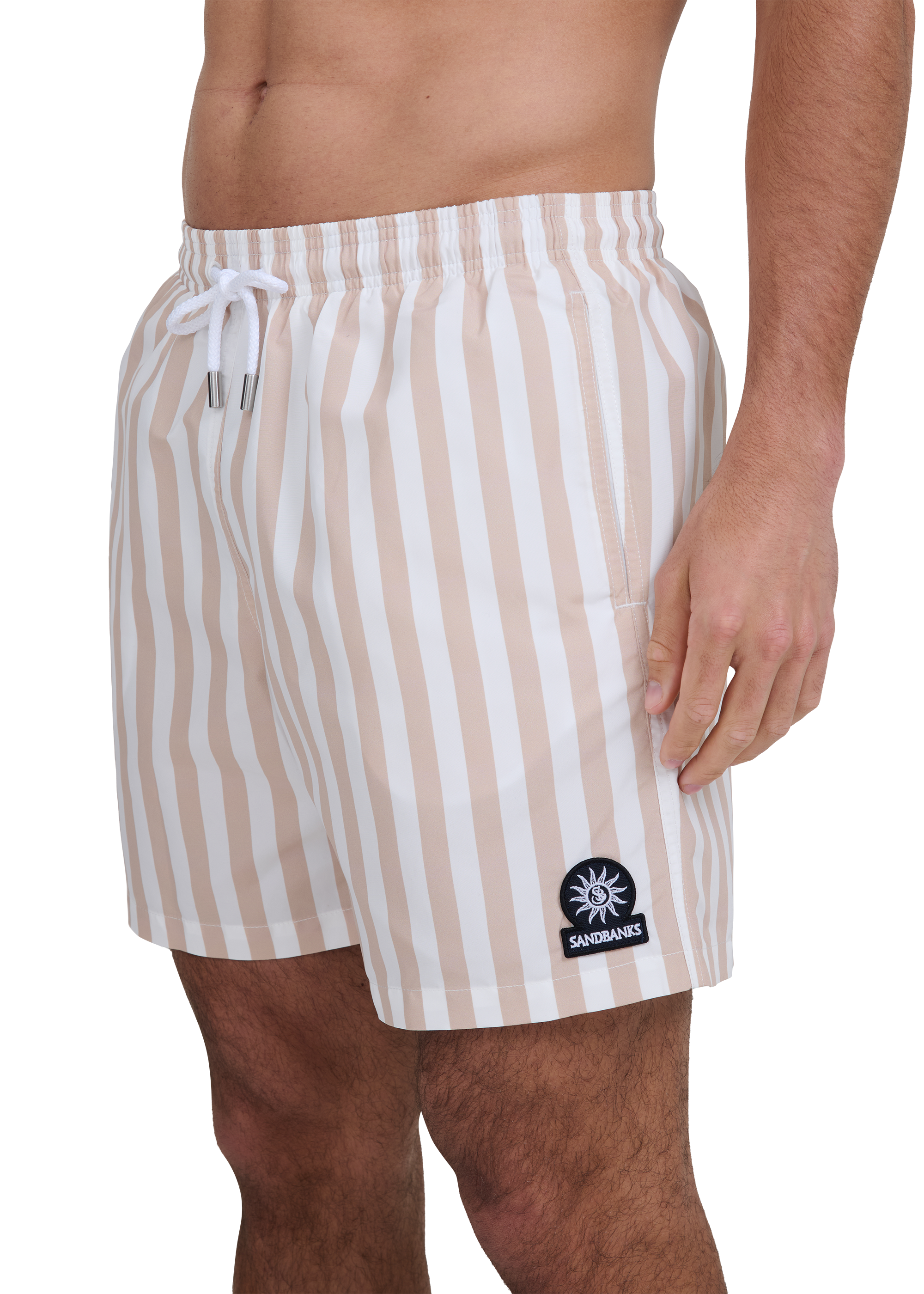 Wide Stripe Swim Short - Sand