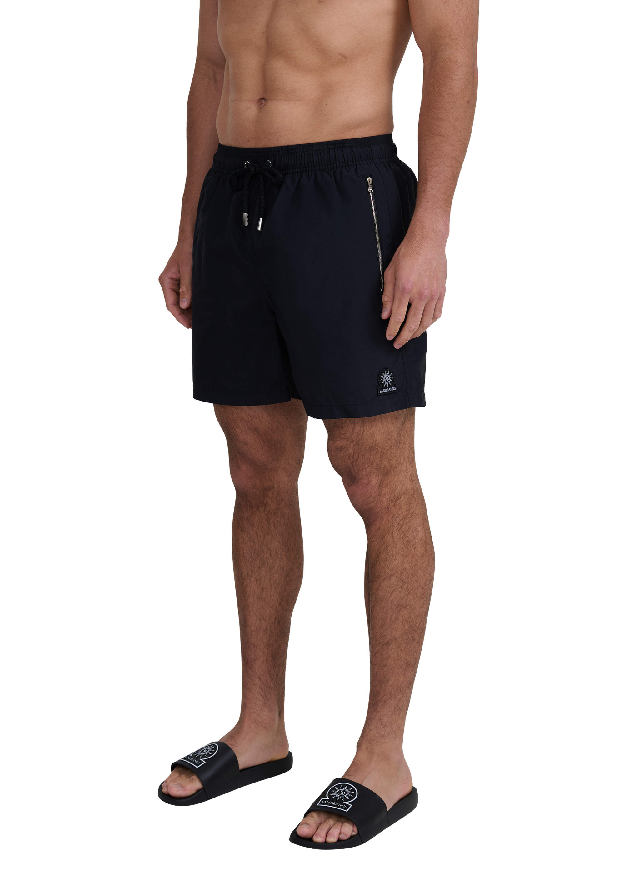 Nylon Zip Swim Short - Black