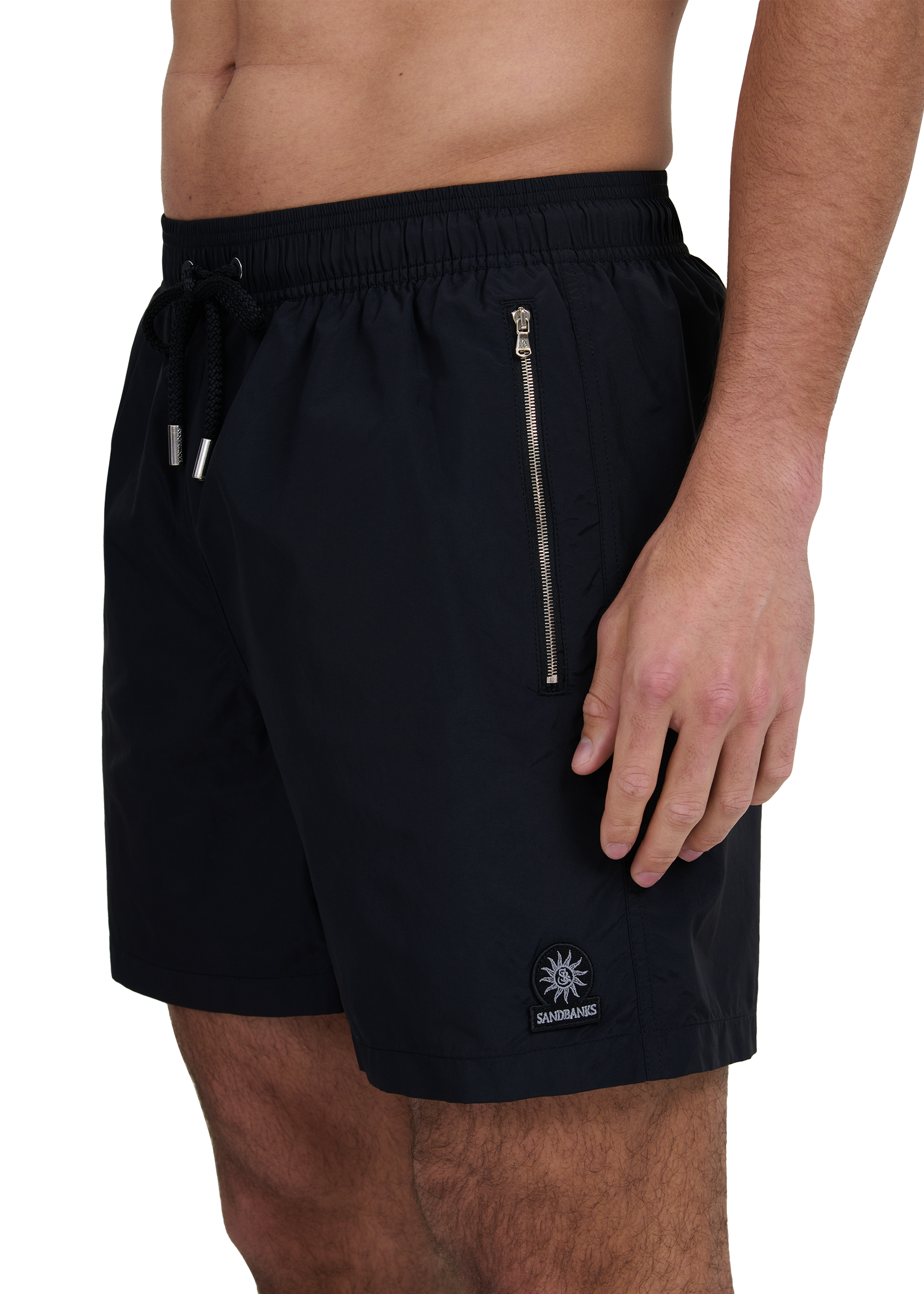 Nylon Zip Swim Short - Black