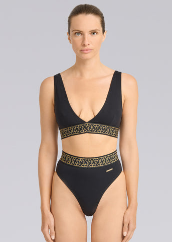 Sandbanks Monogram Jacquard Bikini Bottom - Black