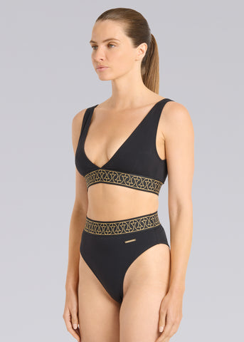 Sandbanks Monogram Jacquard Bikini Bottom - Black