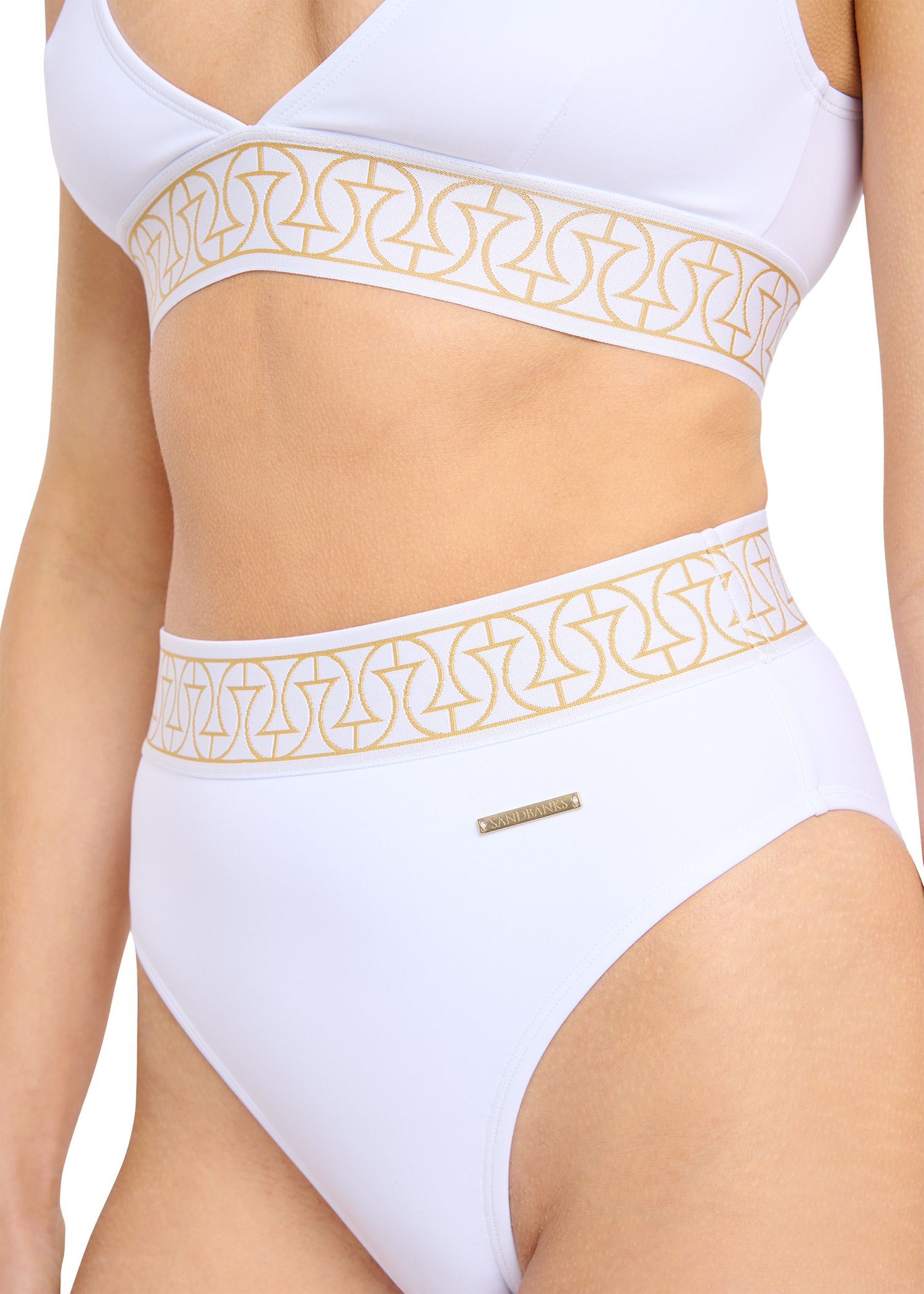 Sandbanks Monogram Jacquard Bikini Top - White