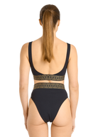 Sandbanks Monogram Jacquard Bikini Bottom - Black