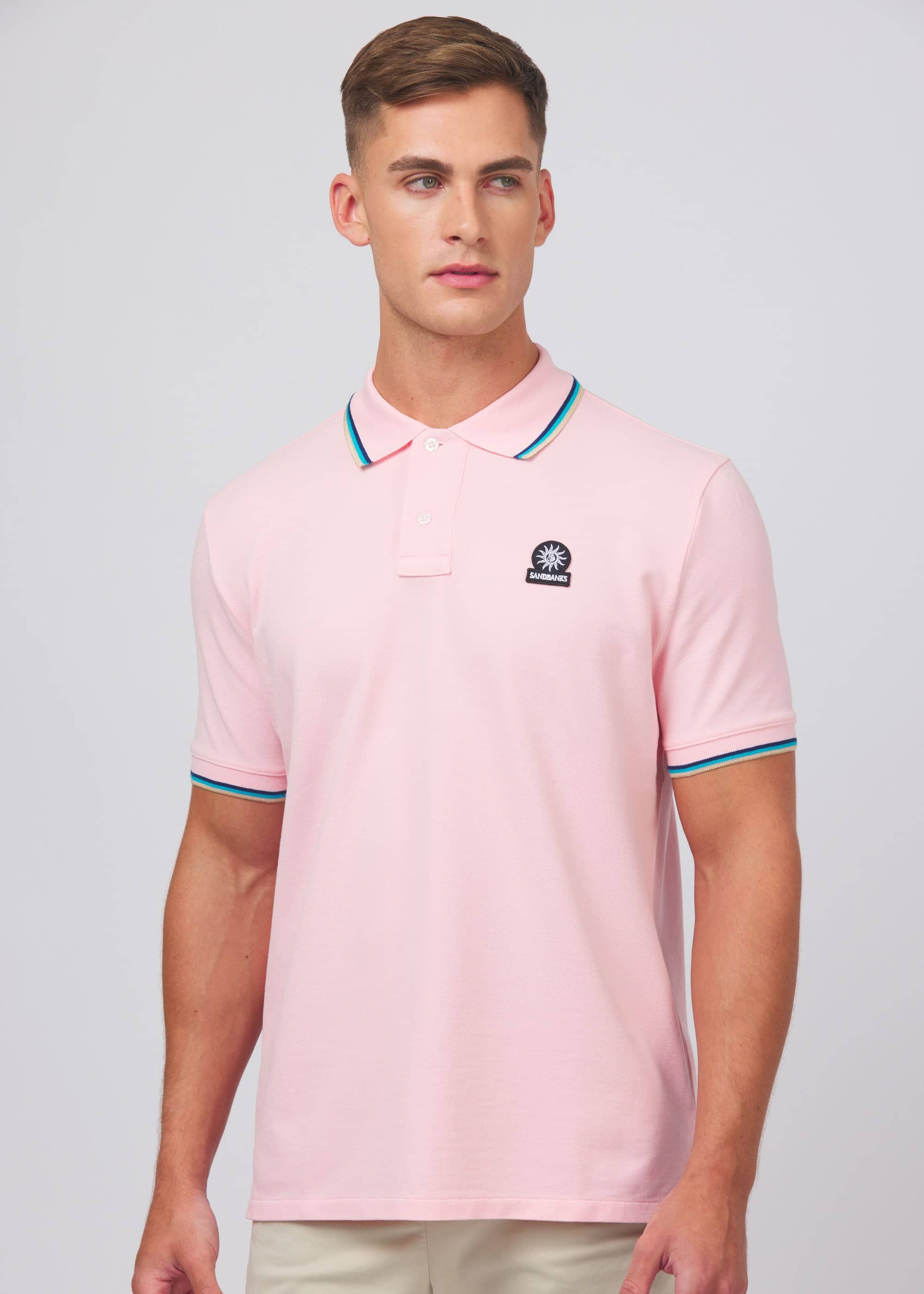 Sandbanks Badge Logo Polo Shirt - Crystal Rose - Sandbanks