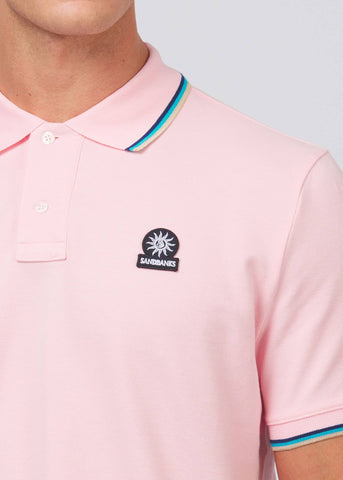 Sandbanks Badge Logo Polo Shirt - Crystal Rose - Sandbanks