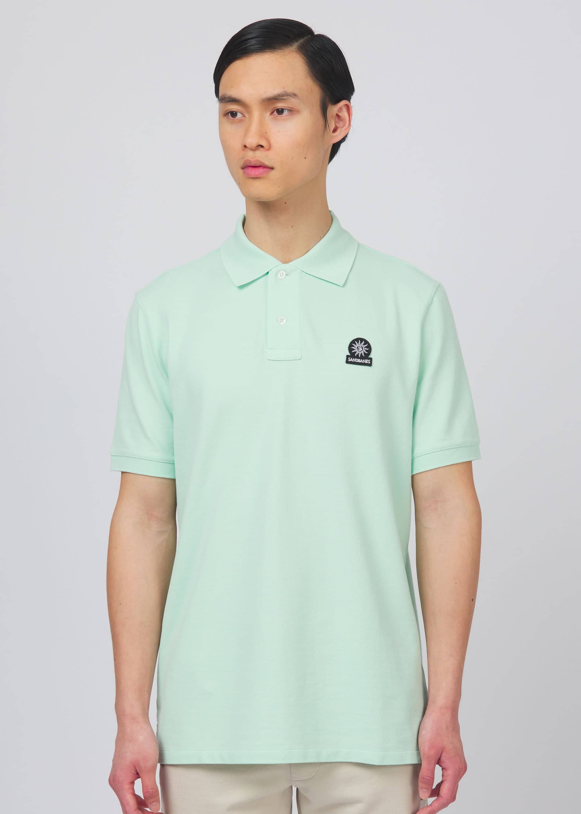 Sandbanks Badge Logo Pique Polo Shirt - Mint - Sandbanks