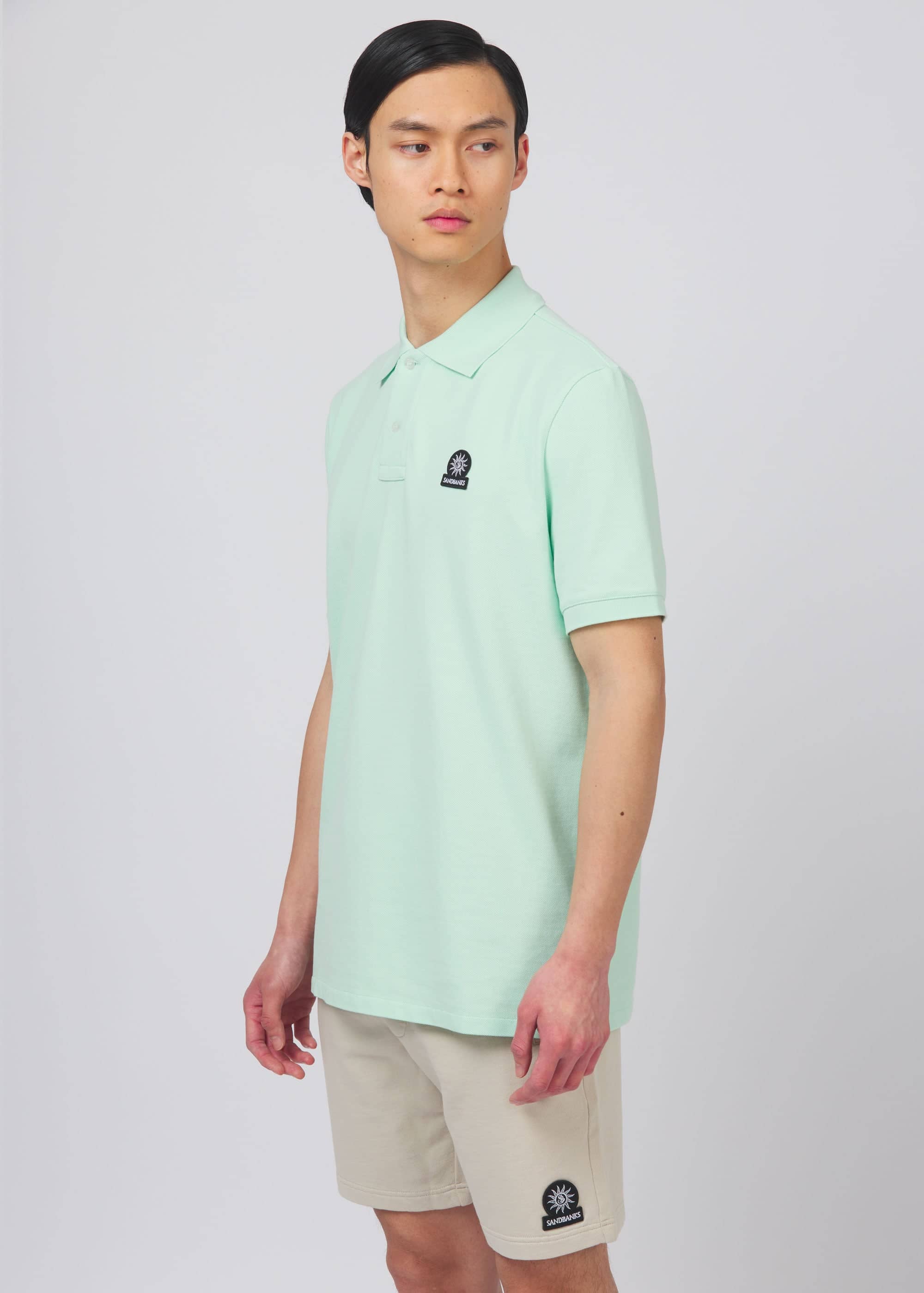 Sandbanks Badge Logo Pique Polo Shirt - Mint - Sandbanks