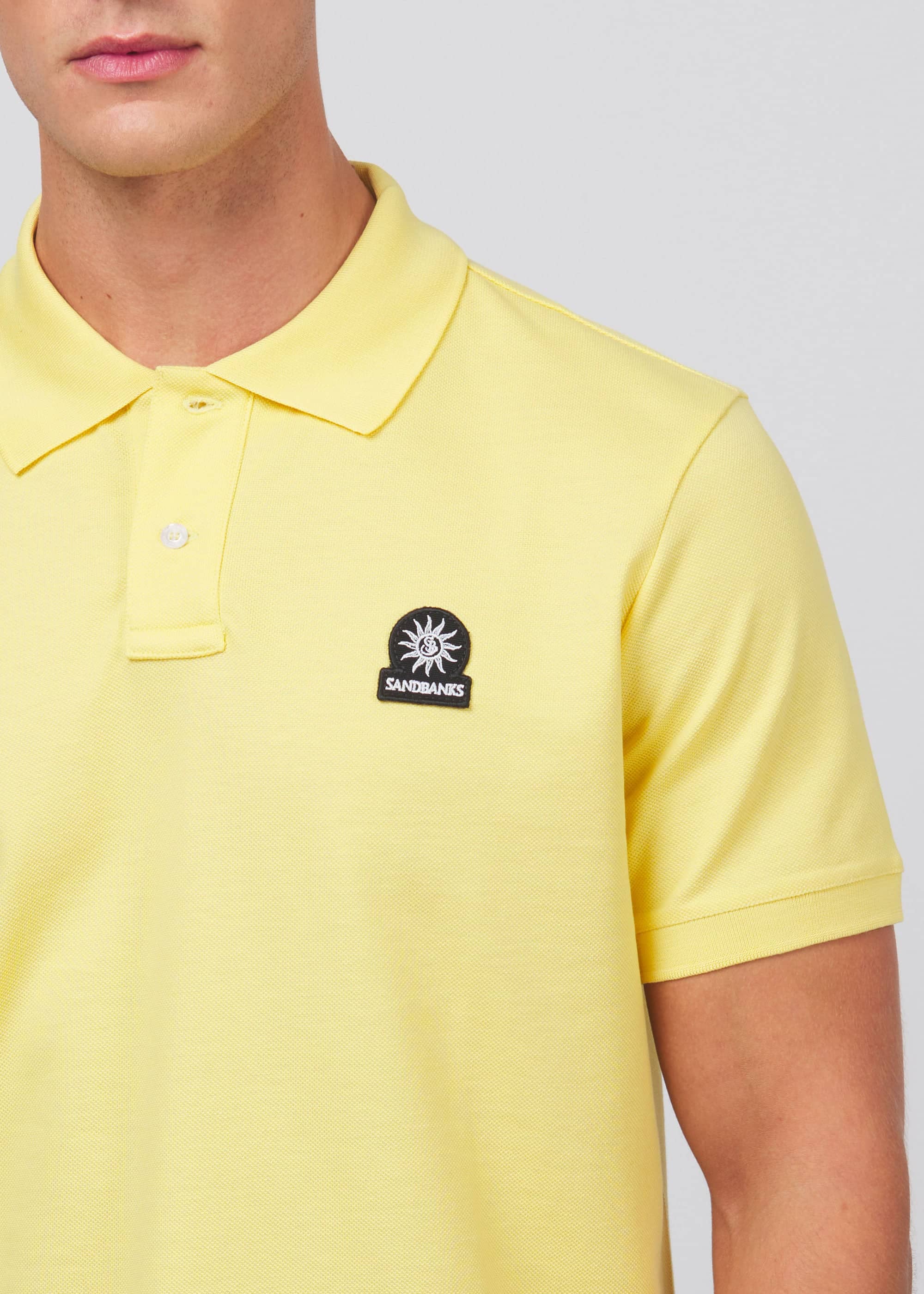 Sandbanks Badge Logo Pique Polo Shirt - Light Yellow - Sandbanks