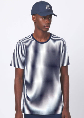 Sandbanks Badge Logo Stripe T-Shirt - Navy/White - Sandbanks