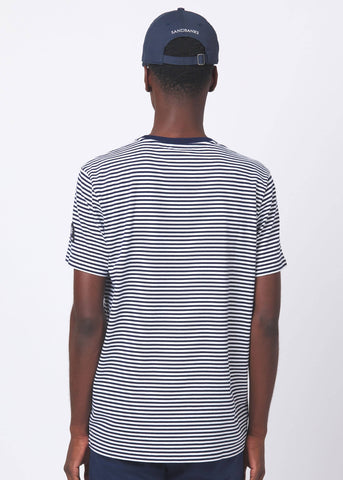 Sandbanks Badge Logo Stripe T-Shirt - Navy/White - Sandbanks