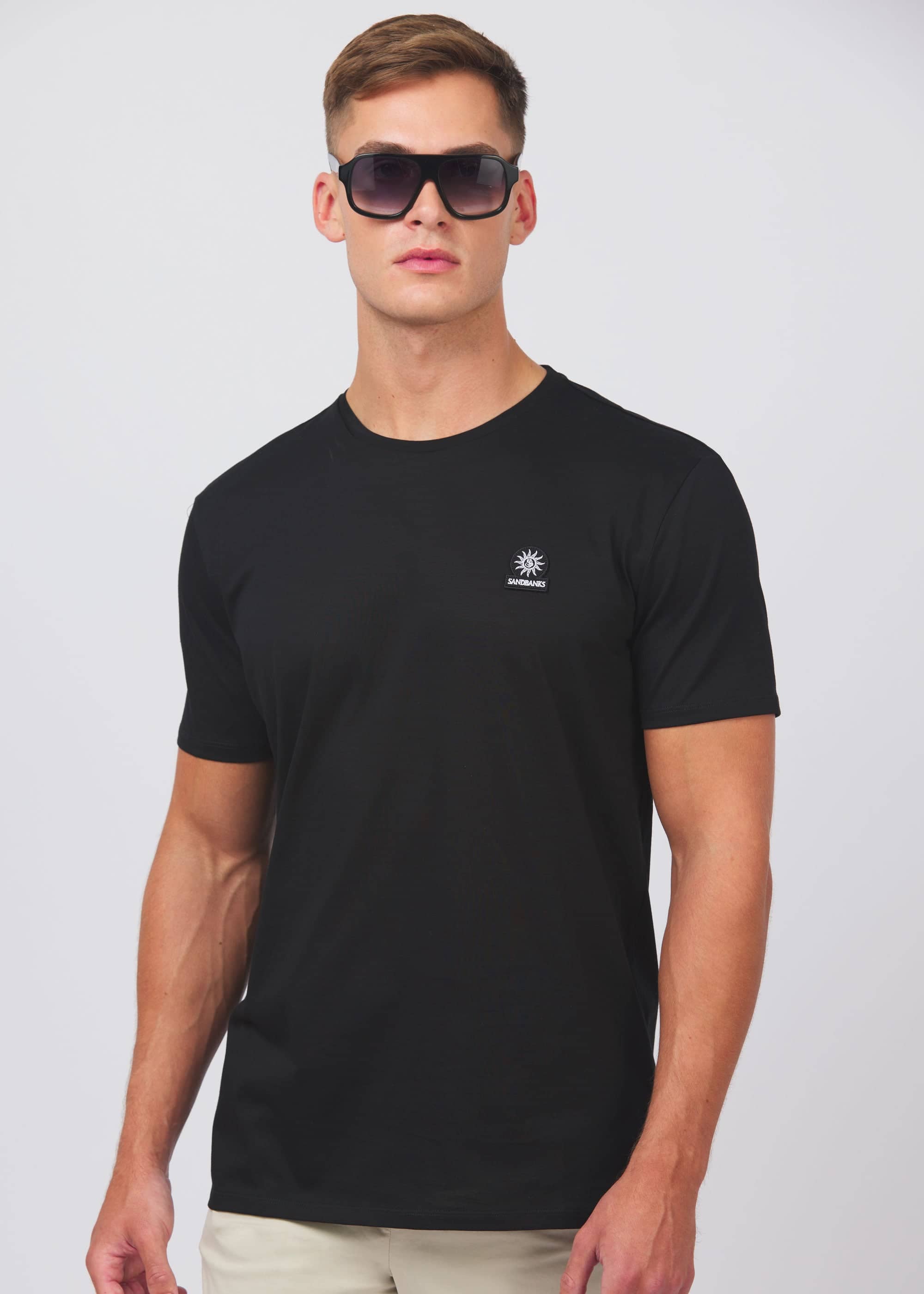 Sandbanks Badge Logo T-Shirt - Black - Sandbanks