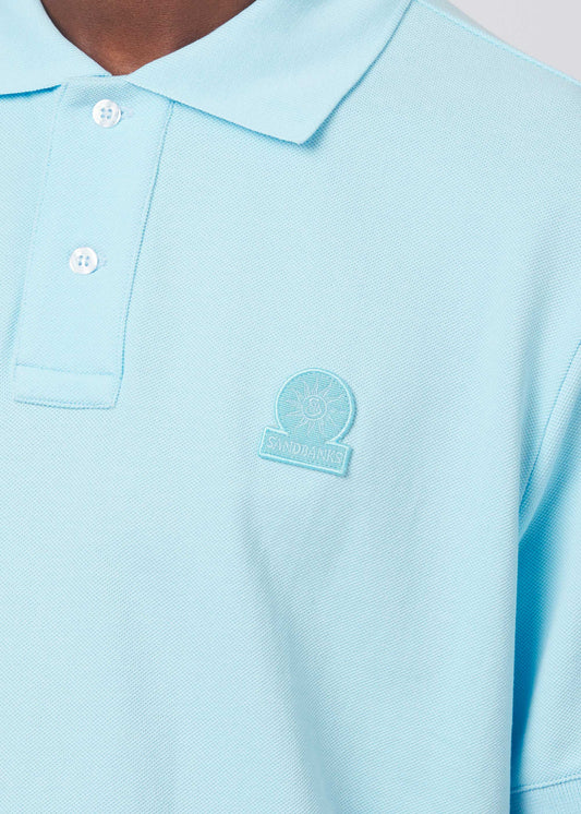 Sandbanks Tonal Badge Logo Polo Shirt - Crystal Blue - Sandbanks
