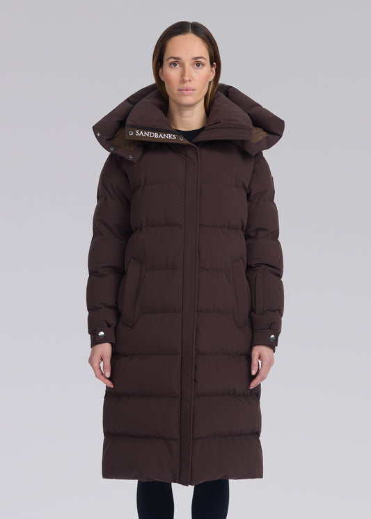 Sandbanks Haven Oversized Long Puffer - Brown