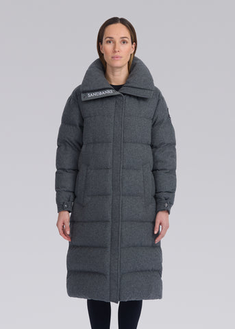 Sandbanks Haven Oversized Long Puffer - Grey Wool