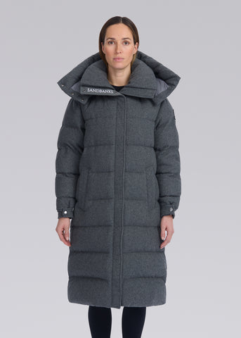 Sandbanks Haven Oversized Long Puffer - Grey Wool