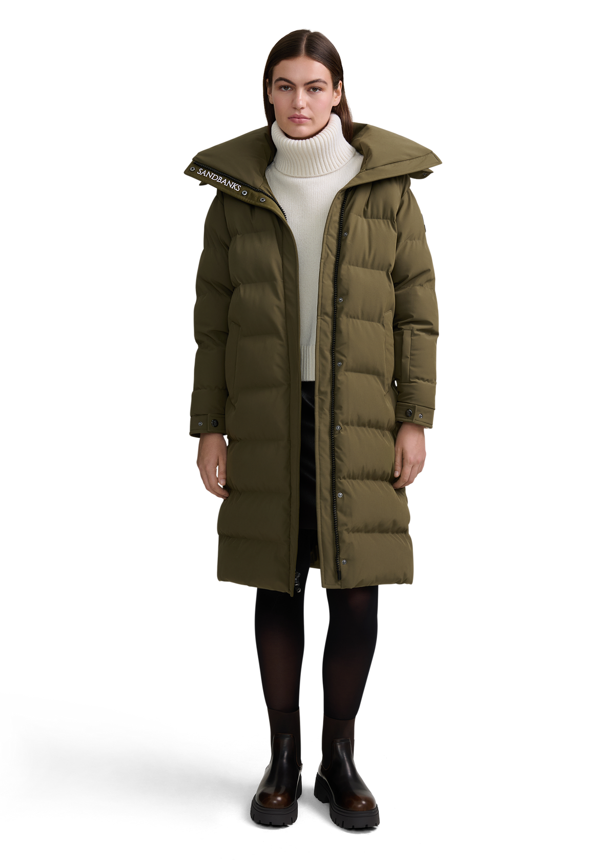 Sandbanks Haven Oversized Long Puffer - Olive