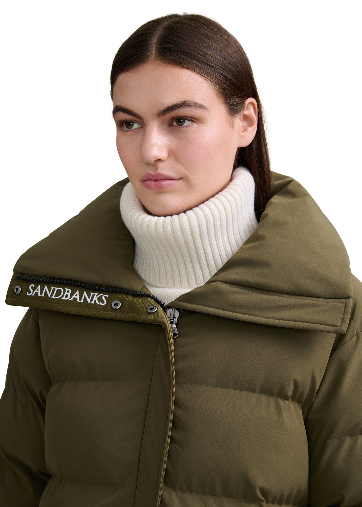 Sandbanks Haven Oversized Long Puffer - Olive