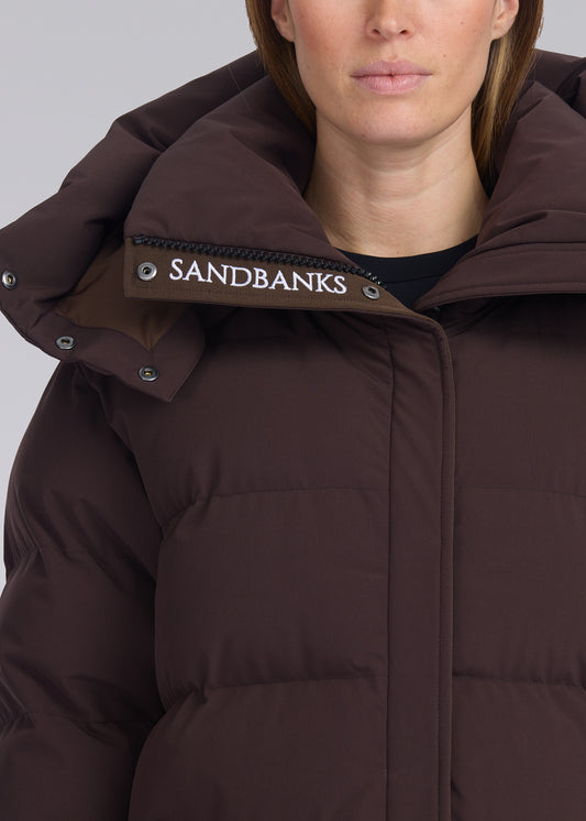 Sandbanks Haven Oversized Long Puffer - Brown