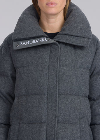 Sandbanks Haven Oversized Long Puffer - Grey Wool