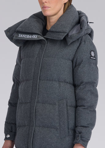 Sandbanks Haven Oversized Long Puffer - Grey Wool