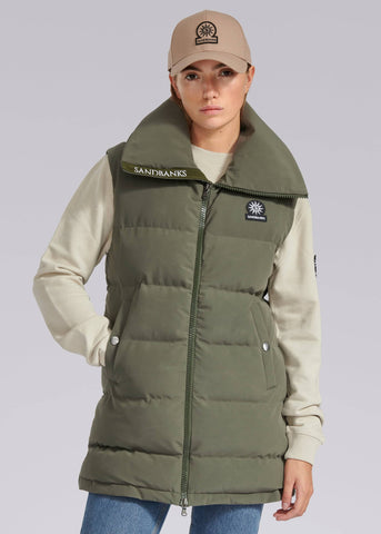 Sandbanks Lagoon Long Gilet - Khaki - Sandbanks