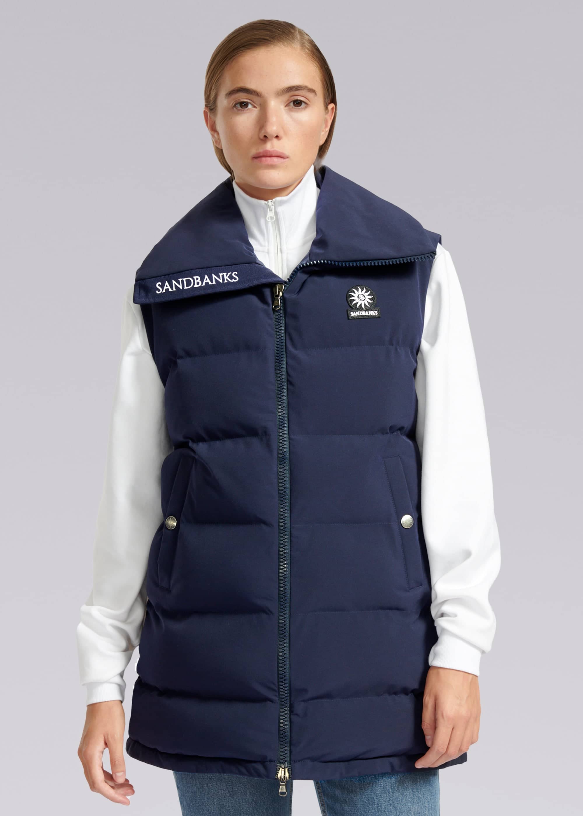 Sandbanks Lagoon Long Gilet - Navy - Sandbanks