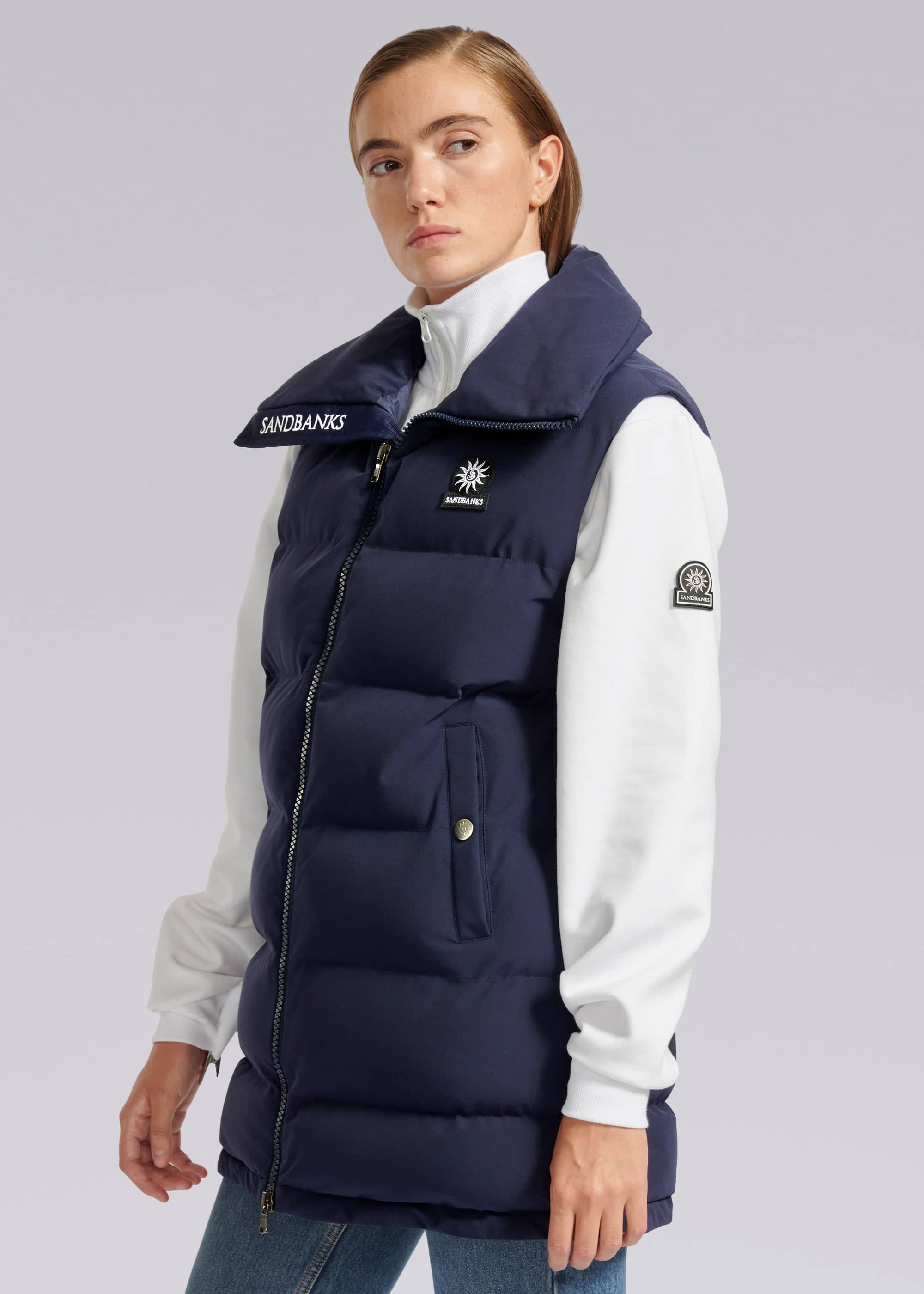 Sandbanks Lagoon Long Gilet - Navy - Sandbanks