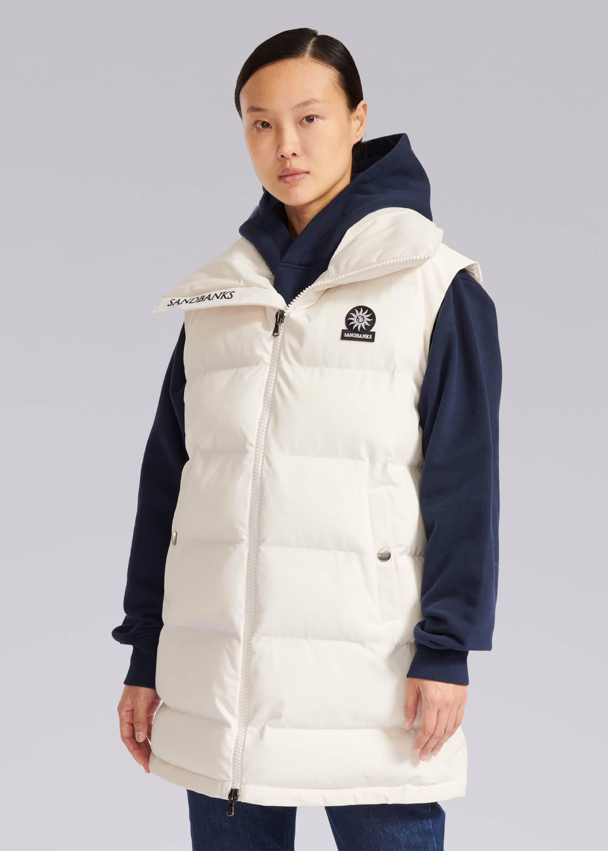 Sandbanks Lagoon Long Gilet - Off-White - Sandbanks