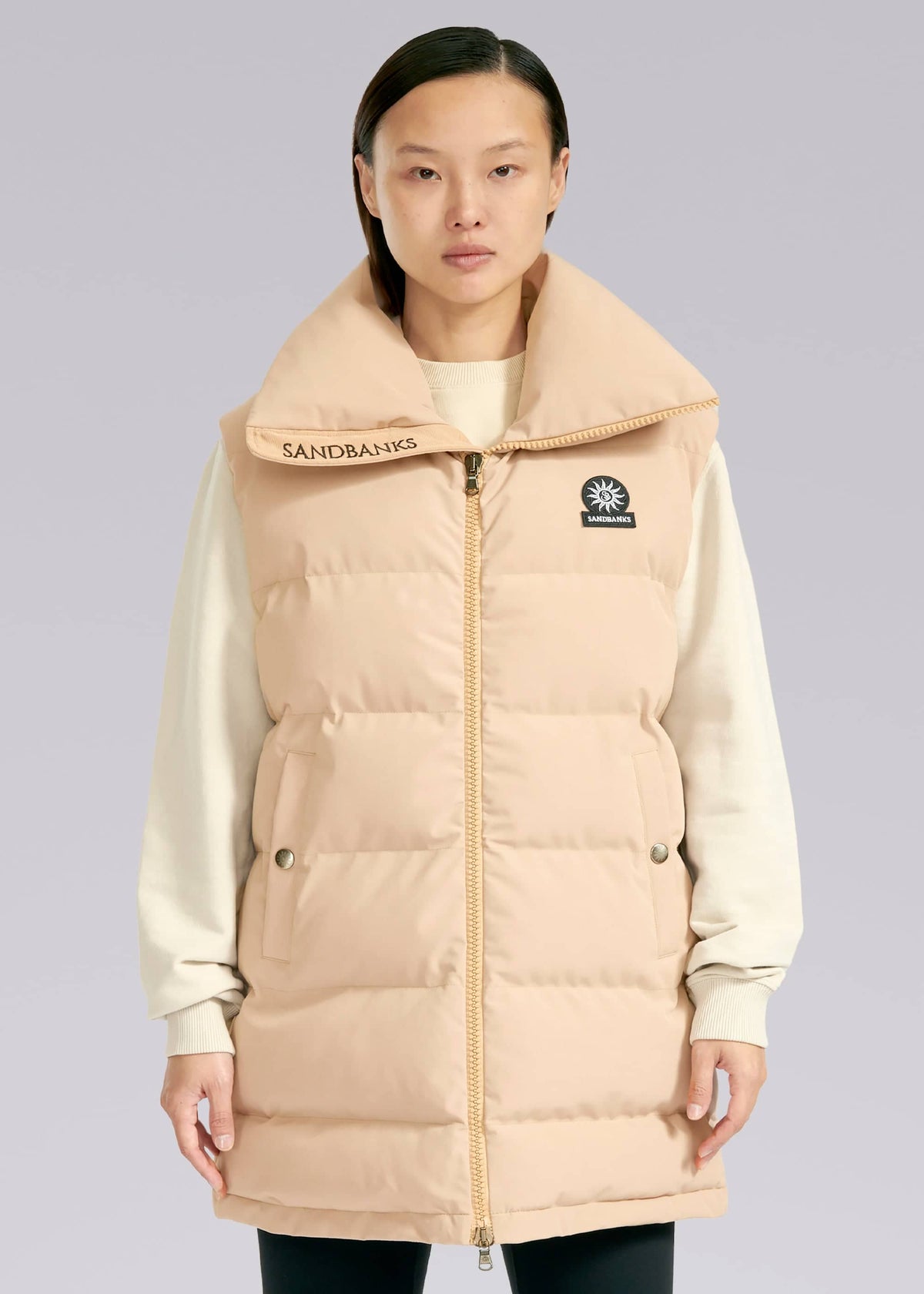 Sandbanks Lagoon Long Gilet - Taupe - Sandbanks