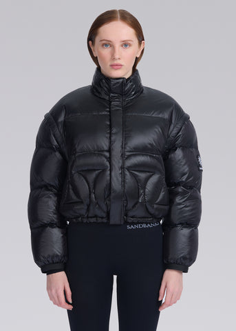 Sandbanks Monogram Cropped Gilet/Puffer - Black