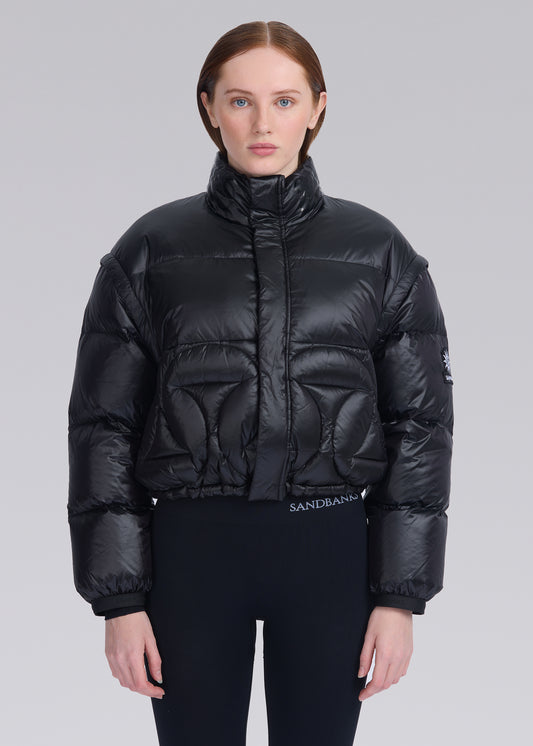 Sandbanks Monogram Cropped Gilet/Puffer - Black