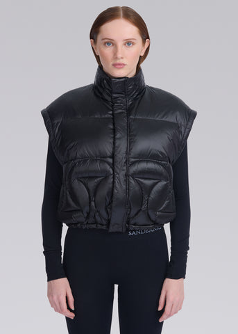 Sandbanks Monogram Cropped Gilet/Puffer - Black