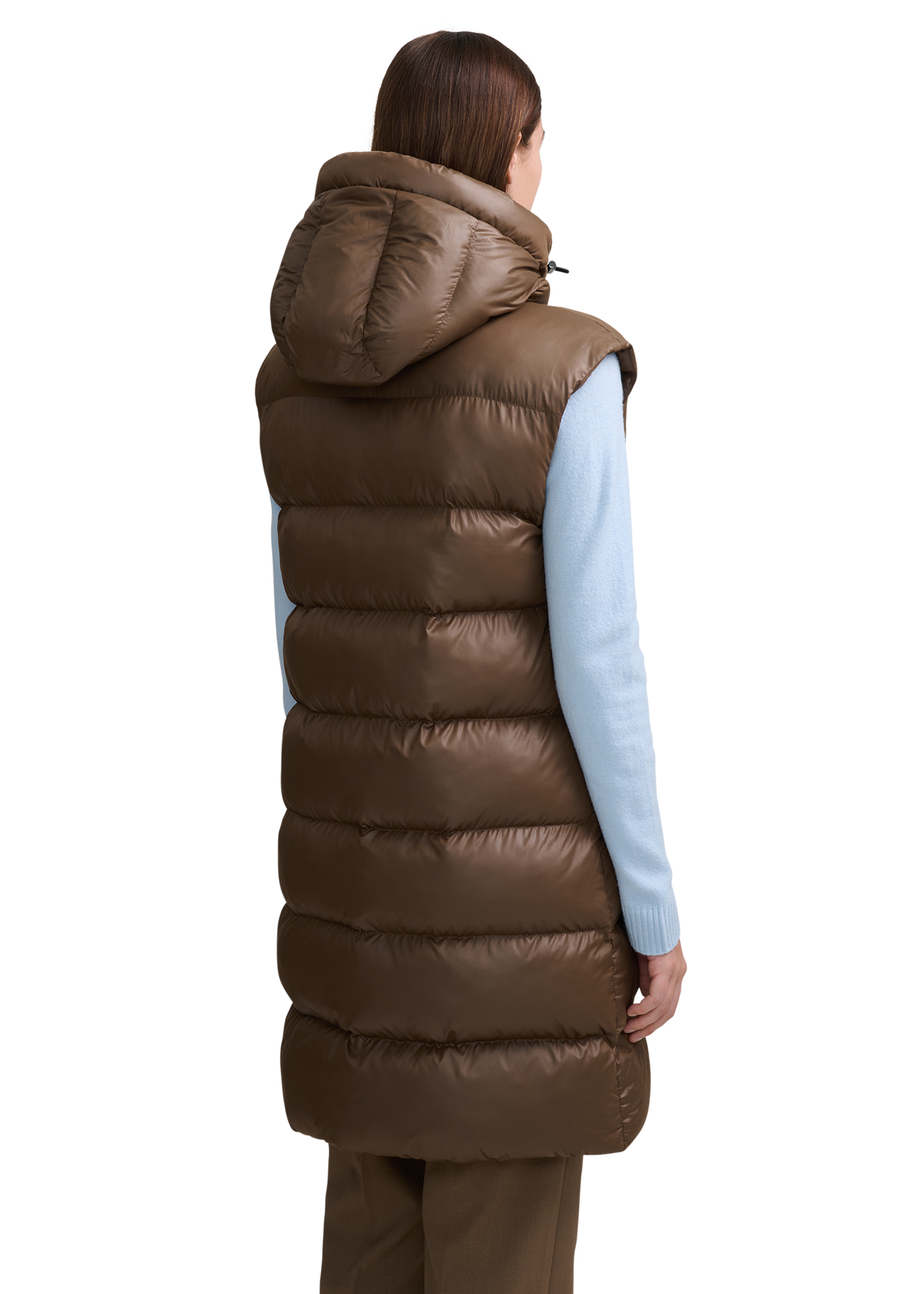 Sandbanks Shell Bay Hooded Long Gilet - Brown