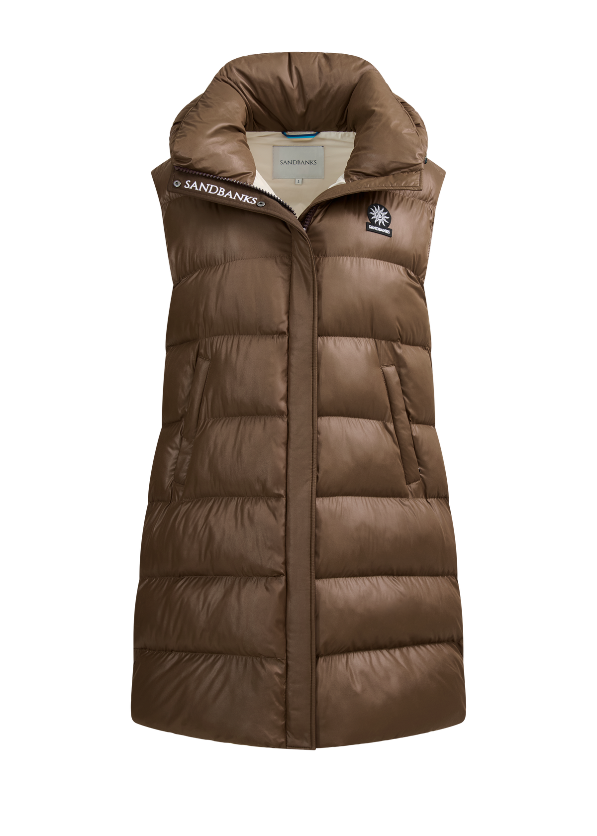 Sandbanks Shell Bay Hooded Long Gilet - Brown