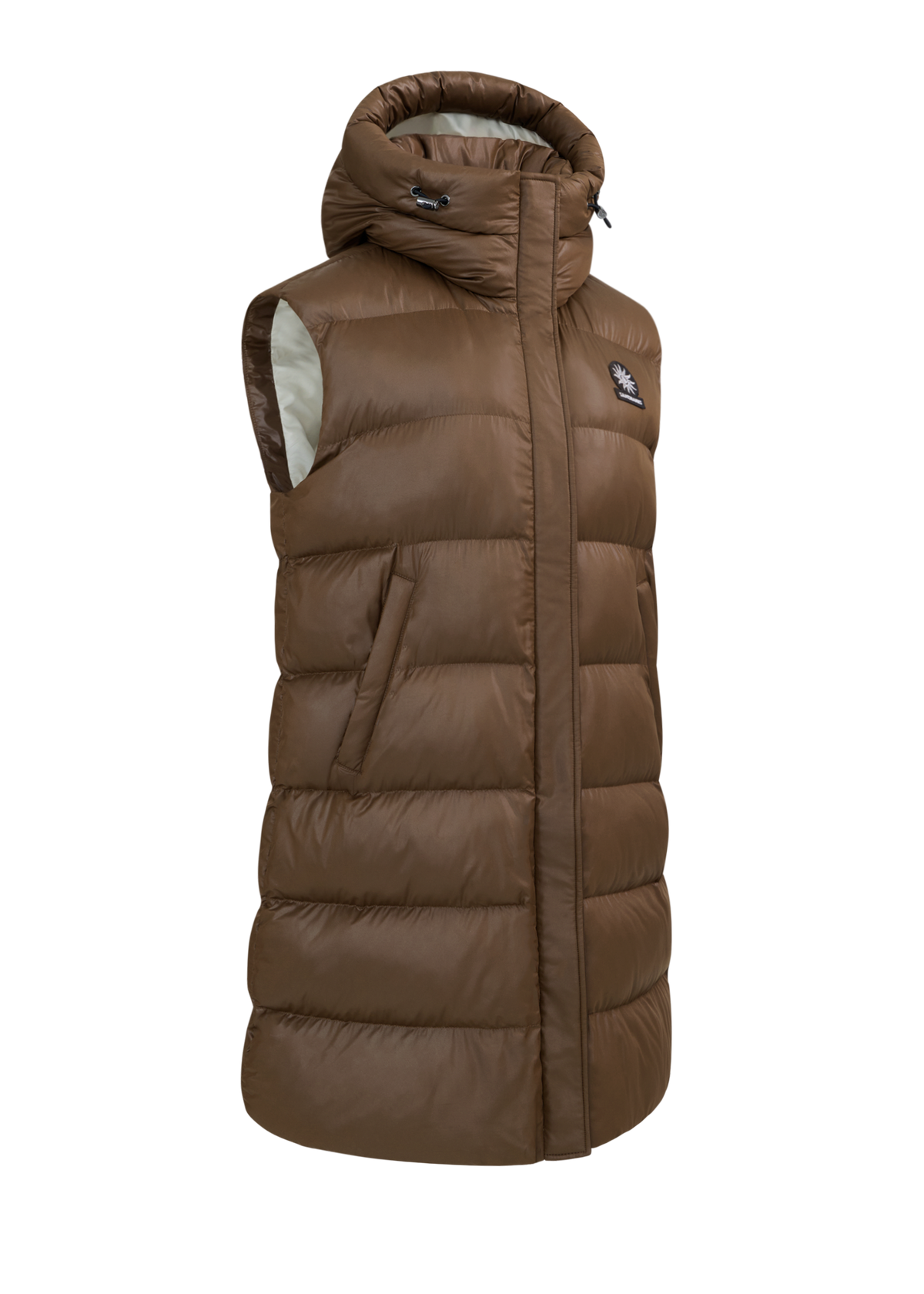 Sandbanks Shell Bay Hooded Long Gilet - Brown