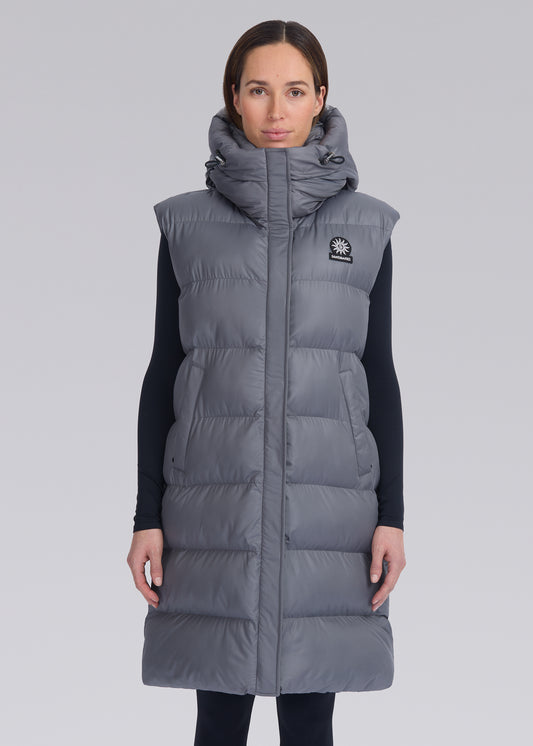 Sandbanks Shell Bay Hooded Long Gilet - Charcoal