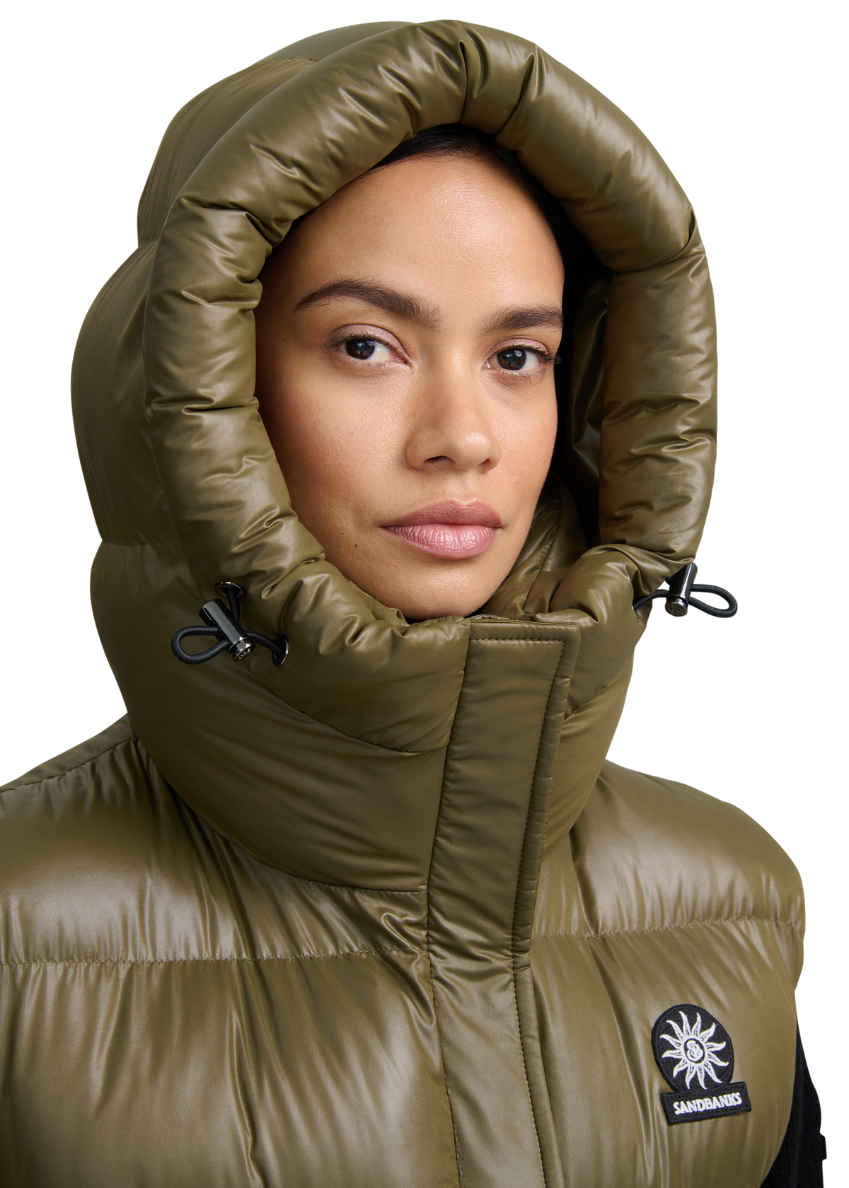 Sandbanks Shell Bay Hooded Long Gilet - Olive