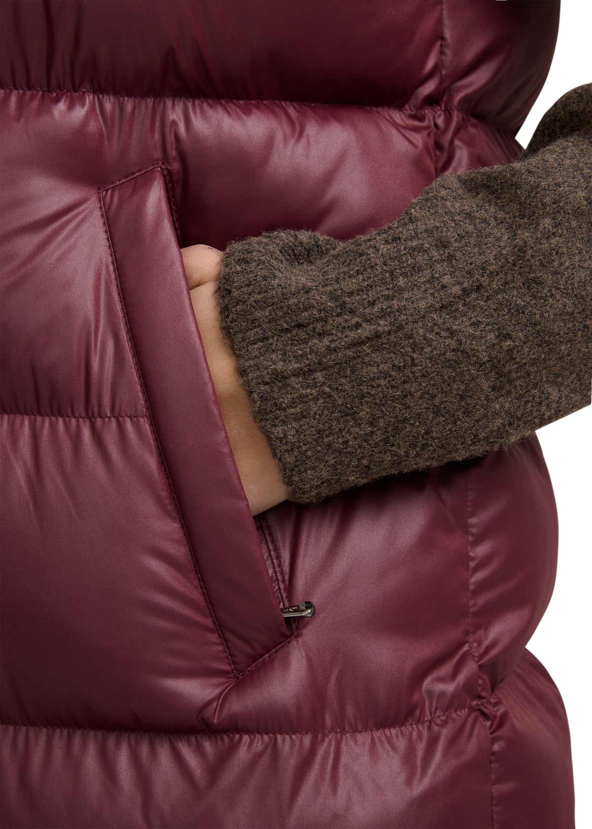Sandbanks Shell Bay Hooded Long Gilet - Port