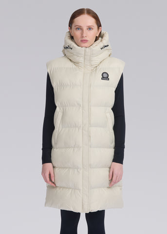 Sandbanks Shell Bay Hooded Long Gilet - Stone