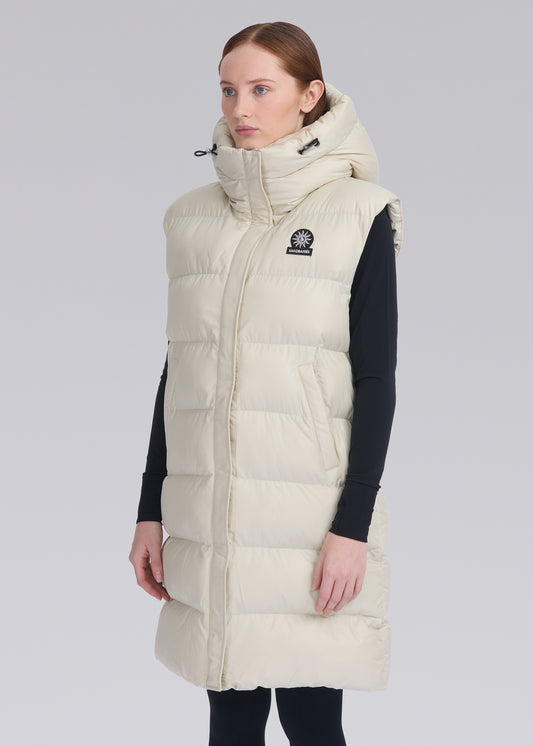 Sandbanks Shell Bay Hooded Long Gilet - Stone