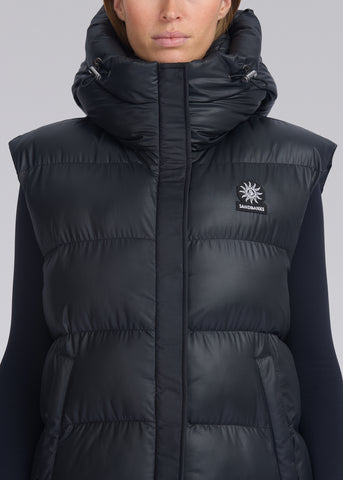 Sandbanks Shell Bay Hooded Long Gilet - Black