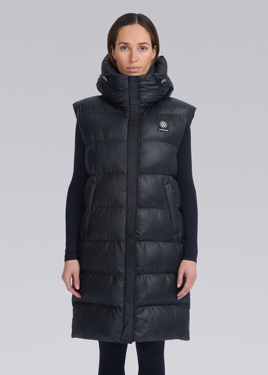 Sandbanks Shell Bay Hooded Long Gilet - Black