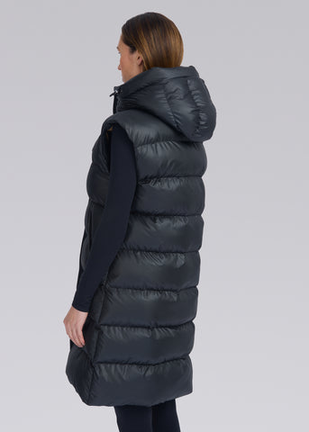 Sandbanks Shell Bay Hooded Long Gilet - Black