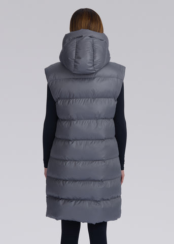 Sandbanks Shell Bay Hooded Long Gilet - Charcoal