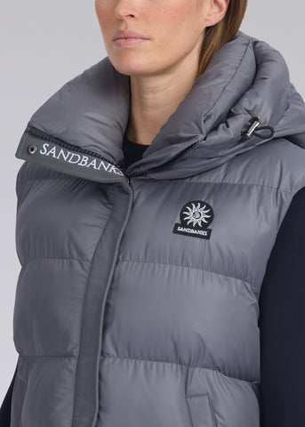 Sandbanks Shell Bay Hooded Long Gilet - Charcoal