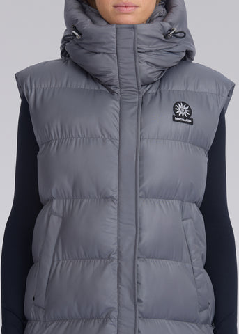 Sandbanks Shell Bay Hooded Long Gilet - Charcoal