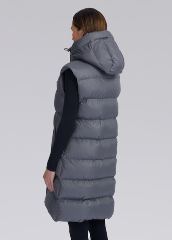 Sandbanks Shell Bay Hooded Long Gilet - Charcoal