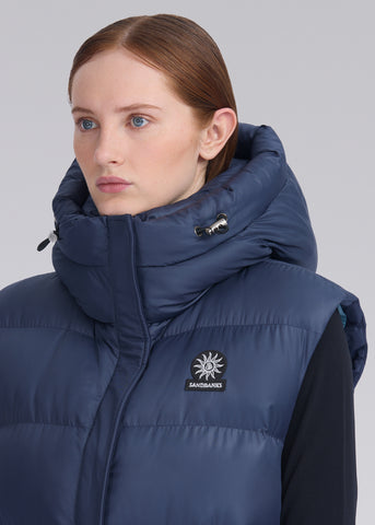 Sandbanks Shell Bay Hooded Long Gilet - Navy