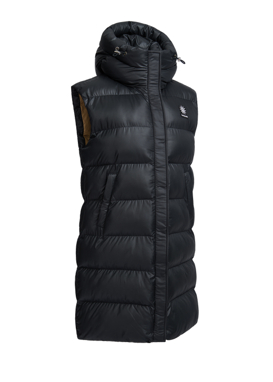 Sandbanks Shell Bay Hooded Long Gilet - Black