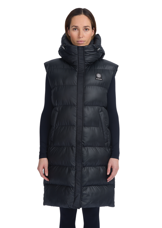 Sandbanks Shell Bay Hooded Long Gilet - Black